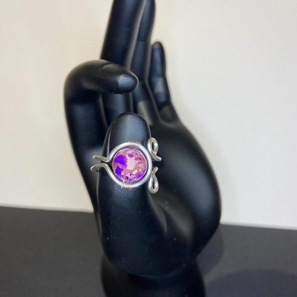 Stunning Purple Imperial Jasper (Gemstone) Wire Wrapped Ring Size 7 - Picture 11 of 11